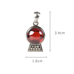 925 Silver Pendant Red Zircon Ball for Jewelry Making