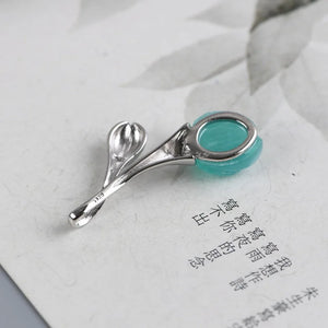 925 Silver Pendant Tulip Amazonite Natural Red Agate