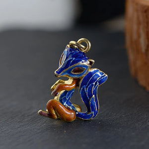 S925 Silver Fox Cloisonne Pendant for Jewelry Making