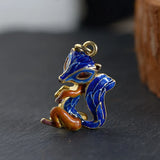 S925 Silver Fox Cloisonne Pendant for Jewelry Making