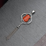 925 Silver Rose Flower Pendant with Red Agate