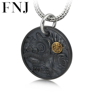 925 Silver Round Pendant Dragonfly Taoti Flower