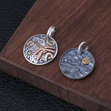 925 Silver Round Pendant Dragonfly Taoti Flower