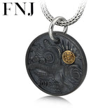 925 Silver Round Pendant Dragonfly Taoti Flower