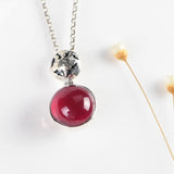 925 Silver Round Rose Corundum Pendant S925 Silver Pendants for Jewelry Making