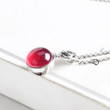 925 Silver Round Rose Corundum Pendant S925 Silver Pendants for Jewelry Making