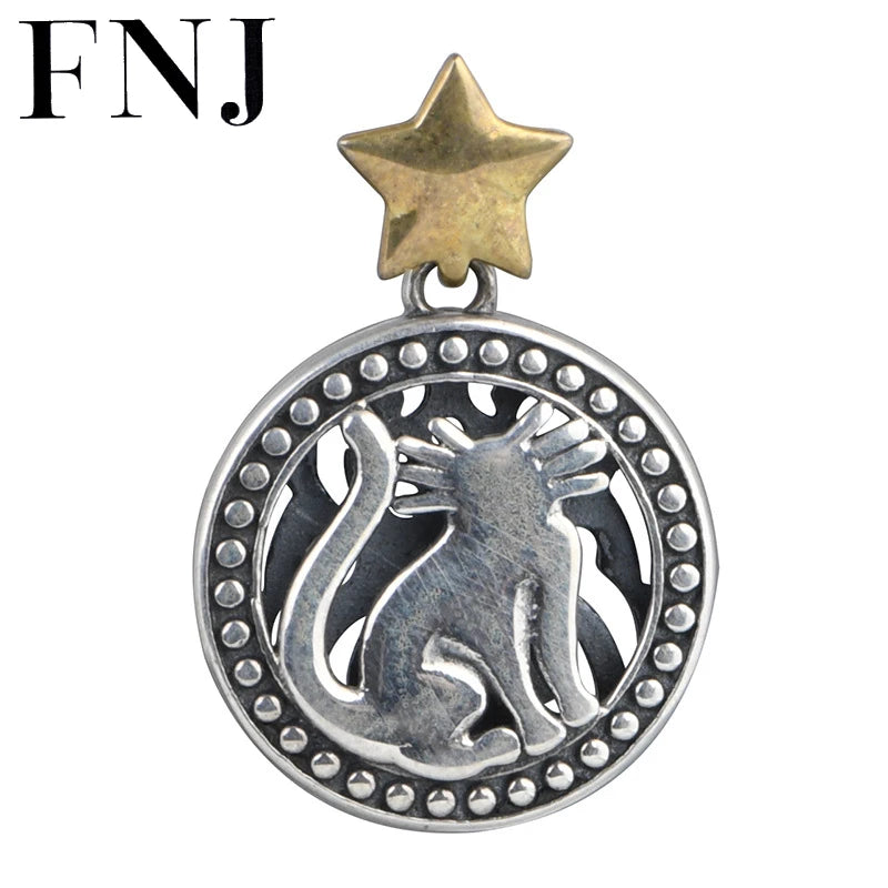 925 Silver Cat Round Pendant S925 Silver Pendants for Jewelry Making Women