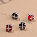925 Silver Square Earrings Women Red Zircon Cross