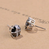 925 Silver Square Earrings Women Red Zircon Cross