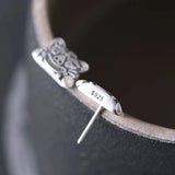 925 Silver Tiger Earrings - S925 Sterling Silver Stud Earring Women Jewelry