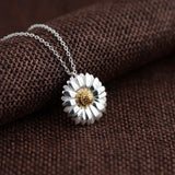 925 Silver Chrysanthemum Pendant Vintage Necklace Flower Women