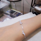 925 Silver Bracelet Women Crystal Zircon Adjustable Size S925 Silver Box Chain