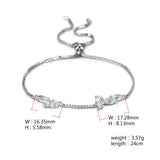 925 Silver Bracelet Women Crystal Zircon Adjustable Size S925 Silver Box Chain