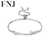 925 Silver Bracelet Women Crystal Zircon Adjustable Size S925 Silver Box Chain