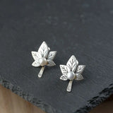 Silver Leaf Earrings S990 Sterling Silver Stud Earring