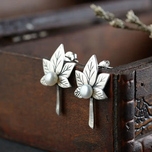 Silver Leaf Earrings S990 Sterling Silver Stud Earring