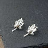 Silver Leaf Earrings S990 Sterling Silver Stud Earring