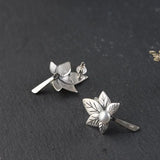 Silver Leaf Earrings S990 Sterling Silver Stud Earring
