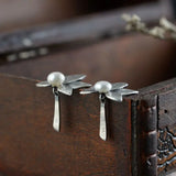 Silver Leaf Earrings S990 Sterling Silver Stud Earring