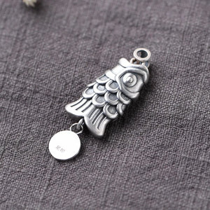 S990 Silver Pendant Lucky Fish for Jewelry Making