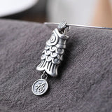 S990 Silver Pendant Lucky Fish for Jewelry Making