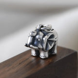 S990 Silver Pendant Lucky Fu Elephant for Jewelry Making