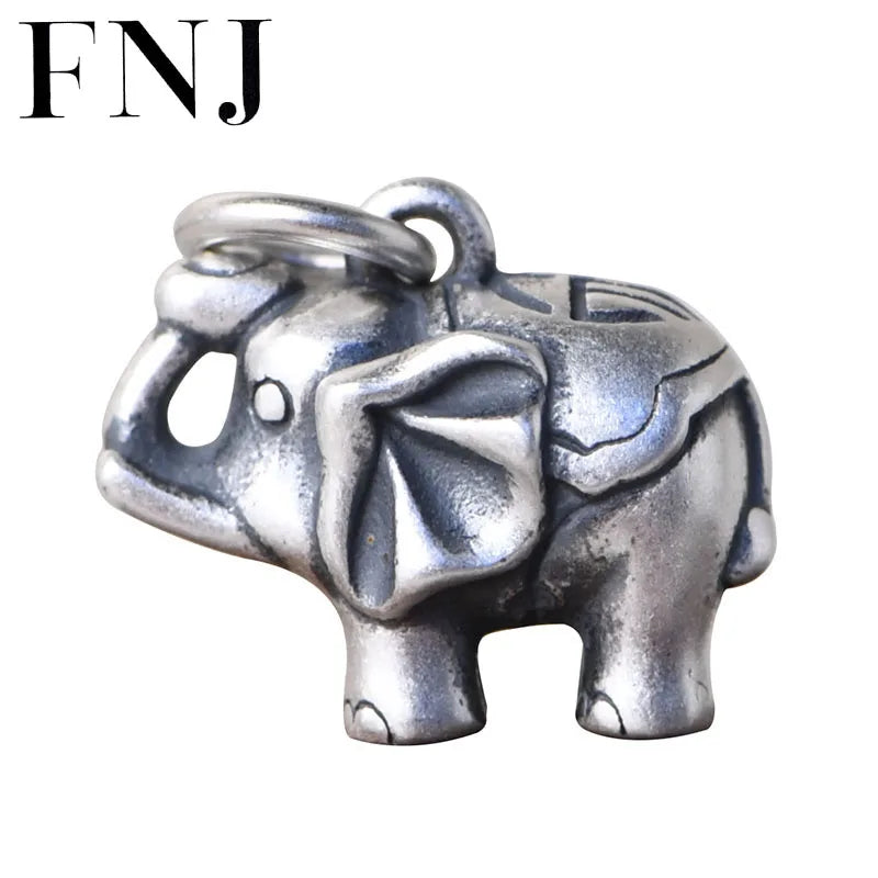 S990 Silver Pendant Lucky Fu Elephant for Jewelry Making
