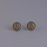 9mm Round Fu Earrings 925 Silver Original Pure S925 Sterling Silver Stud Earring