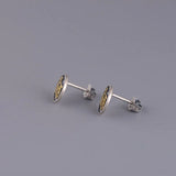 9mm Round Fu Earrings 925 Silver Original Pure S925 Sterling Silver Stud Earring