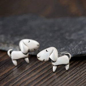 S925 Silver Dog Stud Earrings for Women