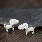 S925 Silver Dog Stud Earrings for Women