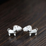 S925 Silver Dog Stud Earrings for Women