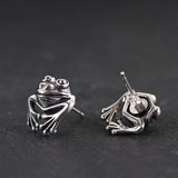 Frog Stud Earrings 925 Silver Original Pure S925 Sterling Silver