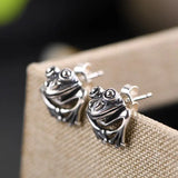 Frog Stud Earrings 925 Silver Original Pure S925 Sterling Silver