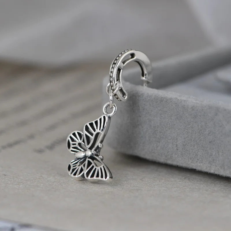 925 Silver Asymmetric Butterfly Drop Earrings