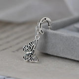 925 Silver Asymmetric Butterfly Drop Earrings