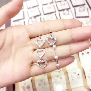 Asymmetry Heart Earrings 925 Silver Jewelry
