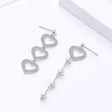 Asymmetry Heart Earrings 925 Silver Jewelry