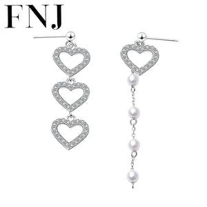 Asymmetry Heart Earrings 925 Silver Jewelry