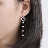 Asymmetry Heart Earrings 925 Silver Jewelry