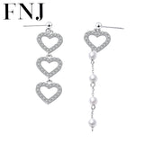 Asymmetry Heart Earrings 925 Silver Jewelry