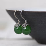 Green Agate Earrings 925 Silver Drop Earrings for Women
