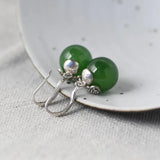 Green Agate Earrings 925 Silver Drop Earrings for Women