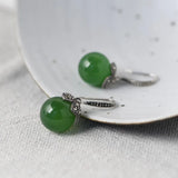 Green Agate Earrings 925 Silver Drop Earrings for Women