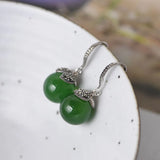 Green Agate Earrings 925 Silver Drop Earrings for Women