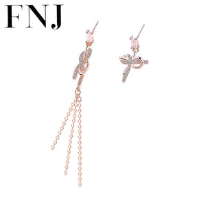 Bow Asymmetry Earrings 925 Silver Stud Earring for Women