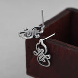 Chinese Knot Gourd Stud Earrings 925 Silver Women Jewelry