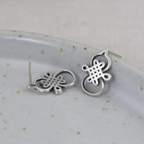 Chinese Knot Gourd Stud Earrings 925 Silver Women Jewelry