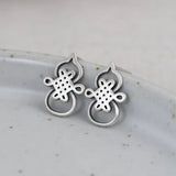 Chinese Knot Gourd Stud Earrings 925 Silver Women Jewelry