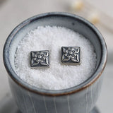 Cross Flower Square Earrings 925 Silver Stud Earring